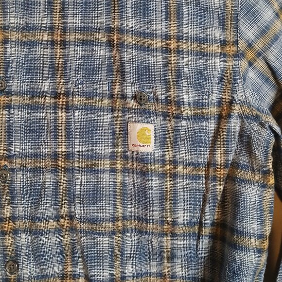 Carhartt Men's Relax Fit Large Tall Gray Plaid Shirt (0306A4) - Picture 3 of 8